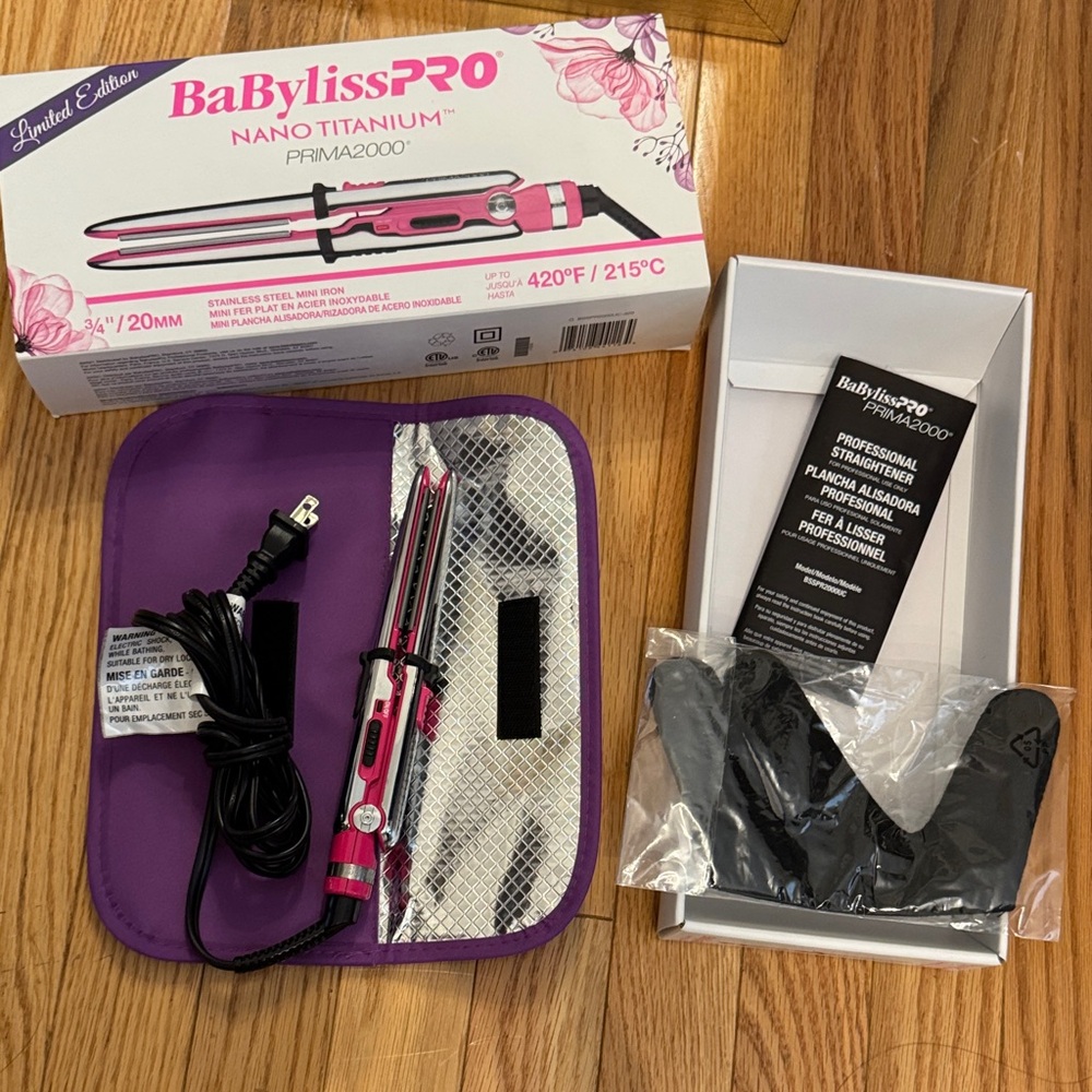 Limited Edition BaBylissPRO Nano Titanium Prima2000 Pink Hair Straightener